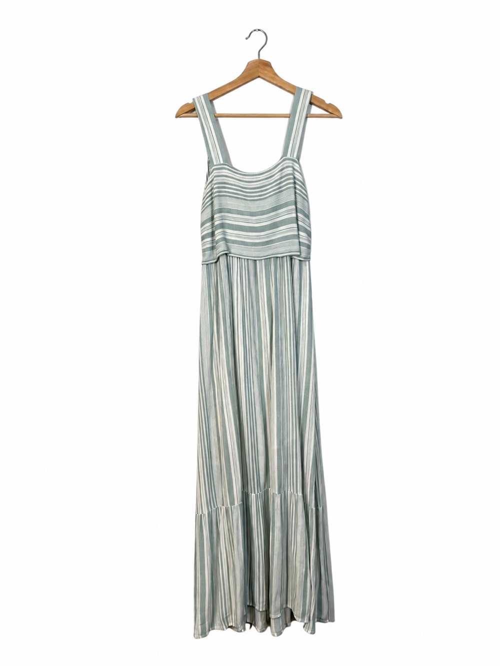 Doe & Rae Open Back Maxi Dress Tie-Back Size M Striped Coastal Vacation Flowy